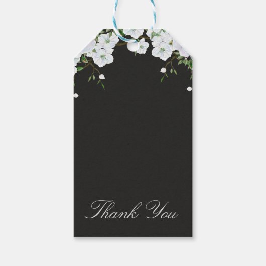 ホワイトローズフローラ&チャコールグレイエレガントお気に入り ギフトタグ (正面)