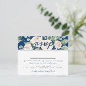 ホワイトローズフローラRSVPカードと食事の選択 出欠カード (スタンド正面)