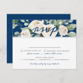 ホワイトローズフローラRSVPカードと食事の選択 出欠カード (正面/裏面)