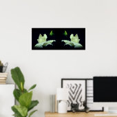 ホワイトローズブドフラワー鏡抽象芸術 ポスター (ホームオフィス)