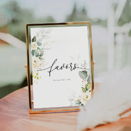 ホワイトローズブライダルシャワーウィズサイン 台座サイン