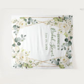 ホワイトローズブライダルシャワーシック写真ブース背景 タペストリー (正面(横))