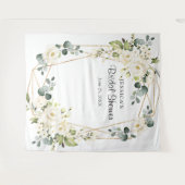 ホワイトローズブライダルシャワーシック写真ブース背景 タペストリー (正面(横))