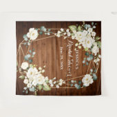 ホワイトローズブライダルシャワーシック写真ブース背景 タペストリー (正面(横))