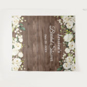 ホワイトローズブライダルシャワーシック写真ブース背景 タペストリー (正面(横))