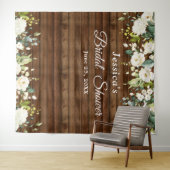 ホワイトローズブライダルシャワーシック写真ブース背景 タペストリー (インサイチュ(横))