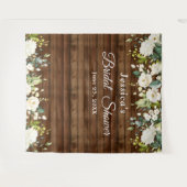 ホワイトローズブライダルシャワーシック写真ブース背景 タペストリー (正面(横))