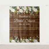 ホワイトローズブライダルシャワーシック写真ブース背景 タペストリー (正面)