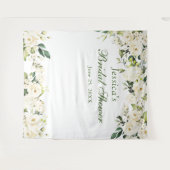 ホワイトローズブライダルシャワーシック写真ブース背景 タペストリー (正面(横))