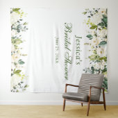 ホワイトローズブライダルシャワーシック写真ブース背景 タペストリー (インサイチュ(横))