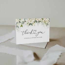 ホワイトローズブライダルシャワーフラットサンキューカード サンキューカード