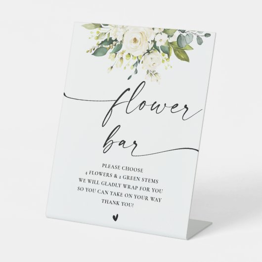 ホワイトローズブライダルシャワーフラワーバーサイン 台座サイン (正面)