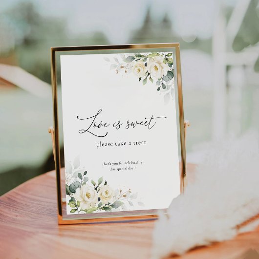 ホワイトローズブライダルシャワーラブズスイートサイン 台座サイン