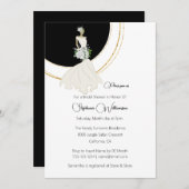 ホワイトローズブライド金ゴールドアクセントブライダルシャワー 招待状 (正面/裏面)