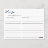 ホワイトローズブルーウッドブライダルシャワーレシピカード ポストカード (裏面)