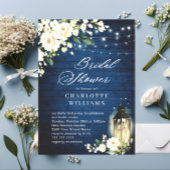 ホワイトローズブルーウッドランタンブライダルシャワー 招待状
