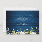 ホワイトローズブルーウッドランタン結婚ズ セーブザデート (裏面)