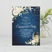 ホワイトローズブルーウッド素朴婚約パーティ 招待状 (スタンド正面)