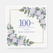 ホワイトローズブルーカスタムフローラ100thバースデーパーティー スタンダードランチョンナプキン (正面)