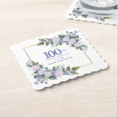 ホワイトローズブルーカスタムフローラ100thバースデーパーティー ペーパーコースター (アングル)