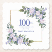 ホワイトローズブルーカスタムフローラ100thバースデーパーティー ペーパーコースター (正面)