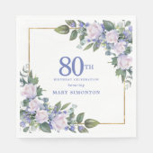 ホワイトローズブルーカスタムフローラ80thバースデーパーティー スタンダードランチョンナプキン (正面)