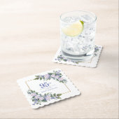 ホワイトローズブルーカスタムフローラ95thバースデーパーティー ペーパーコースター (インサイチュ)