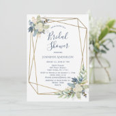 ホワイトローズブルーフローラブライダルシャワー 招待状 (スタンド正面)