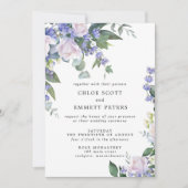 ホワイトローズブルー結婚フローラ 招待状 (正面)