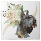 ホワイトローズブーケジャイアントシュナウツァードッグ タイル (正面)