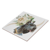 ホワイトローズブーケジャイアントシュナウツァードッグ タイル (側面)