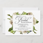 ホワイトローズブーケフローラブライダルシャワー 招待状 (正面)