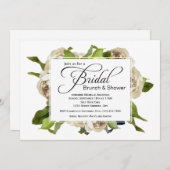 ホワイトローズブーケフローラブライダルシャワー 招待状 (正面/裏面)