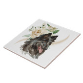 ホワイトローズブーケベルギーテルブルン犬 タイル (側面)