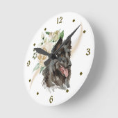 ホワイトローズブーケベルギーテルヴュレンドッグ ラウンド壁時計 (傾斜)