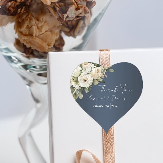 ホワイトローズブーケボホダスティブルー結婚ズ ハートシール