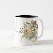 ホワイトローズブーケヨークシャーテリア ツートーンマグカップ (正面右)