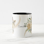 ホワイトローズブーケヨークシャーテリア ツートーンマグカップ (中央)