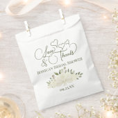 ホワイトローズブーケラブ&感謝していブライダルシャワー フェイバーバッグ (クリップ留めされた状態)