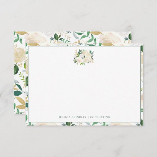 ホワイトローズブーケワイルドフローラカスタム静止 ノートカード (正面/裏面)