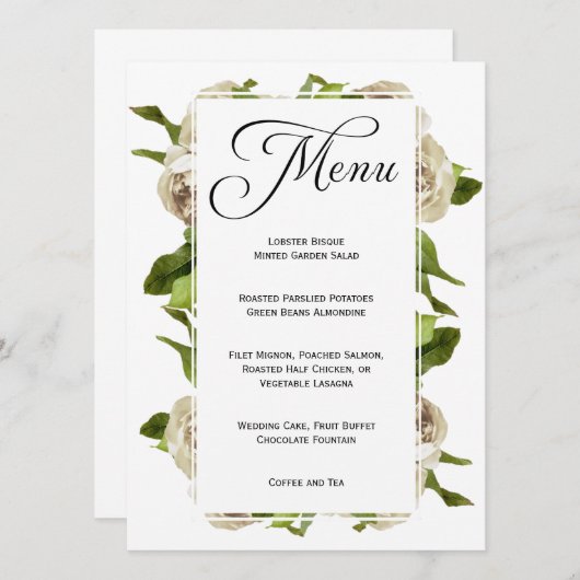 ホワイトローズブーケ結婚フローラメニュー メニュー (正面/裏面)