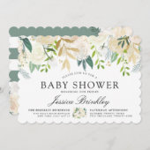 ホワイトローズブーケ | ベビーシャワー 招待状 (正面/裏面)