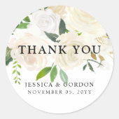 ホワイトローズブーケ | 結婚s |ありがとうございます ラウンドシール (正面)