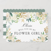 ホワイトローズブーケ | 花の女の子は? 招待状 (正面/裏面)