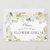 ホワイトローズブーケ | 花の女の子は? 招待状 (正面)