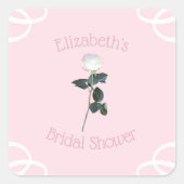 ホワイトローズペタルピンクのブライダルシャワー スクエアシール (正面)