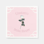 ホワイトローズペタルピンクのブライダルシャワー スタンダードカクテルナプキン (正面)