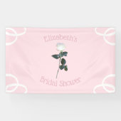 ホワイトローズペタルピンクのブライダルシャワー 横断幕 (横)