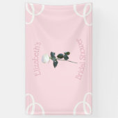 ホワイトローズペタルピンクのブライダルシャワー 横断幕 (縦)