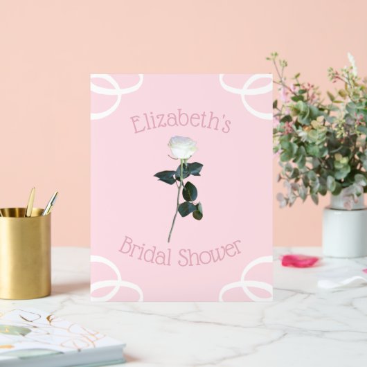 ホワイトローズペタルピンクブライダルシャワー アクリルサイン (ウェディング)